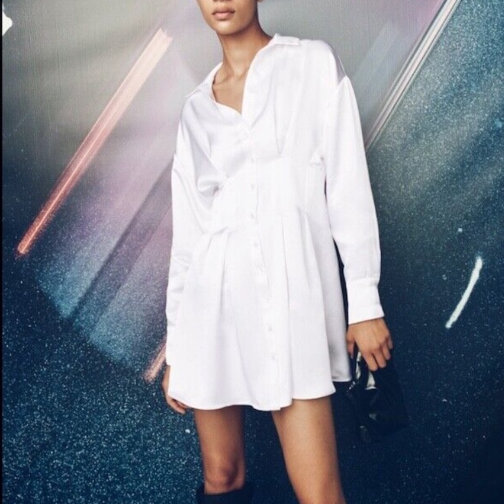 NWT Zara White Satin Effect Dress